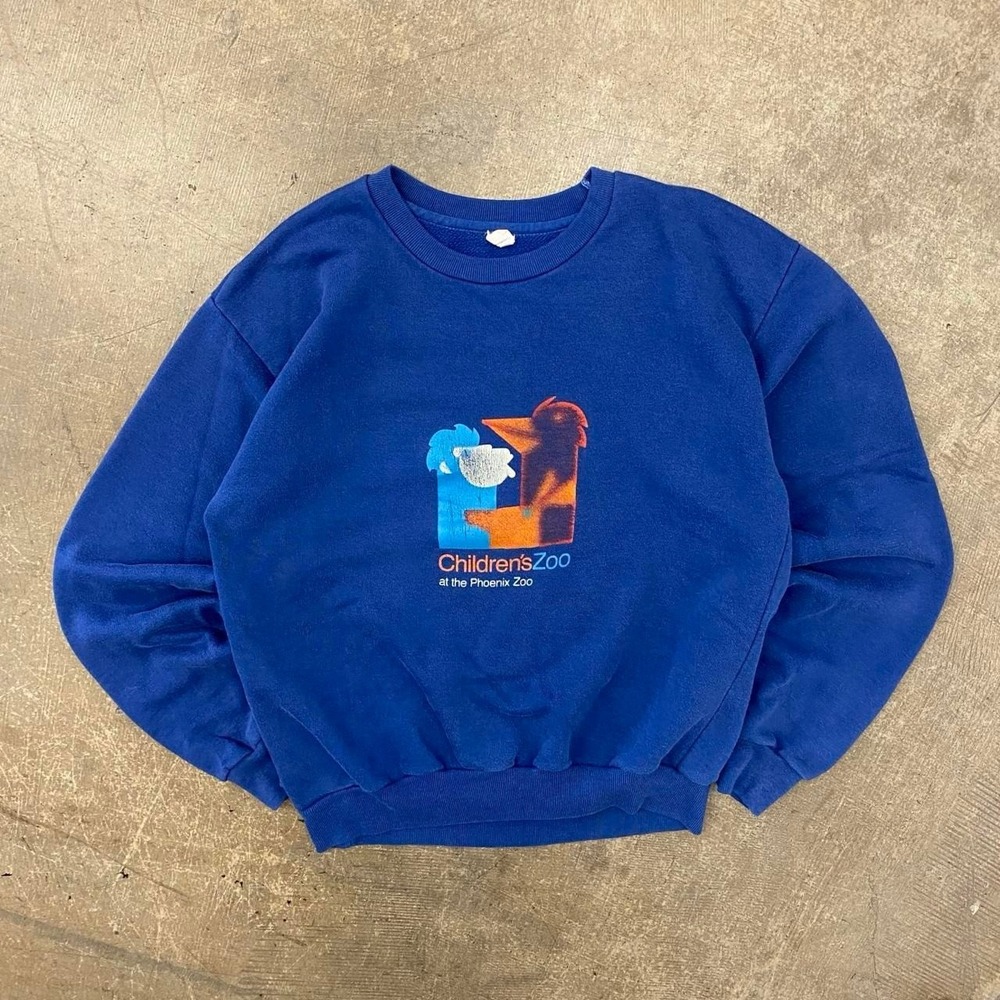 Vintage Phoenix Zoo Children's Zoo 90s Animals Blue Sweatshirt Crewneck Medium